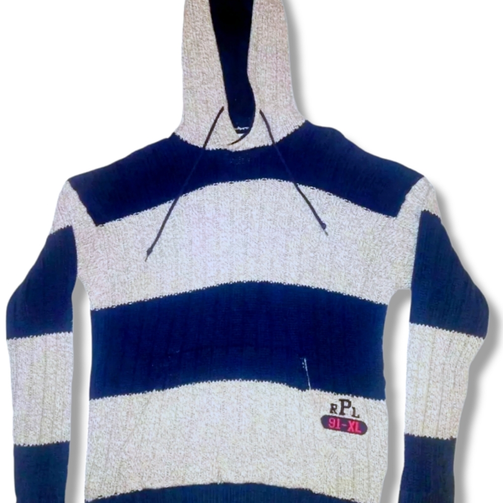 Vtg 90's POLO SPORTING GOODS 91 RALPH LAUREN Heavy Knit Hoodie